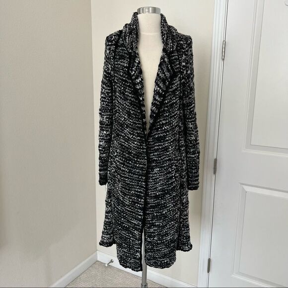 Free People Last Dance Duster cardigan black white S - Picture 2 of 12
